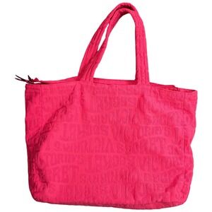 Victoria's Secret Pink Terry Cloth Tote Bag All Over Logo Beach Travel